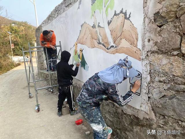 手绘文化墙施工现场图