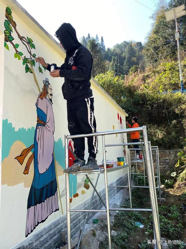 手绘文化墙施工现场图